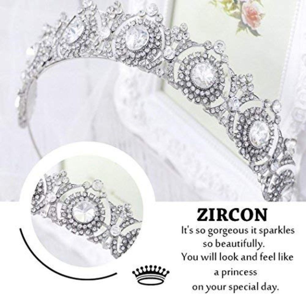 Vintage Bridal Tiara Royal Bridal Crown Silver - Picture 4 of 7